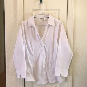 White button-down Riders blouse